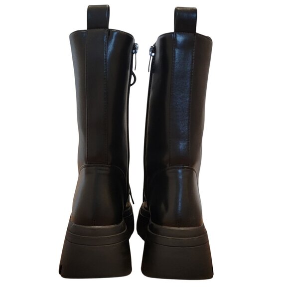 Chain Lace Chunky Biker Boots - Picture 7 of 9